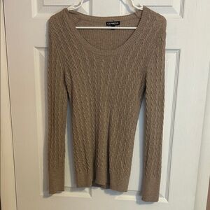 Express Taupe Cable Knit Pullover